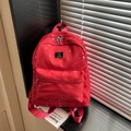 Red school backpack with white star pattern and large capacity for female students - Red