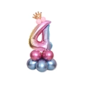 Gradient rainbow number 4 balloon with crown and macaron base for birthday party decor - Pink Gradient Number 4 (SZLY-02)