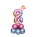 Number 8 gradient foil balloon set with golden crown and latex base for parties - Pink Gradient Number 8 (SZLY-02)