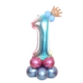 Number 1 gradient balloon with gold crown and blue latex base for 1st birthday party - Blue Gradient Number 1 (SZLY-02)