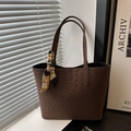 Große braune Shopper-Tasche mit Leopardenprägung und dekorativem Seidenschal - Braun