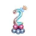 Gradient color number 2 balloon stand with rose gold crown for birthday party decor - Blue Gradient Number 2 (SZLY-02)