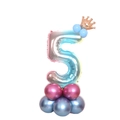 32-inch rainbow gradient number 5 balloon with golden crown and metallic latex base - Blue Gradient Number 5 (SZLY-02)
