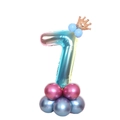 32-inch gradient number 7 balloon with gold crown and blue latex base for birthday party - Blue Gradient Number 7 (SZLY-02)
