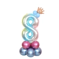 Rainbow gradient number 8 balloon with gold crown and blue pink latex base - Blue Gradient Number 8 (SZLY-02)