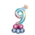 Gradient number 9 foil balloon with gold crown and blue latex base for birthday party - Blue Gradient Number 9 (SZLY-02)