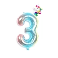 32-inch gradient macaron number 3 balloon with cartoon unicorn party decoration - Number 3 (Mini Rainbow Unicorn + Blue Gradient)