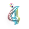 Gradient macaron number 4 foil balloon with unicorn accent for birthday party decor - Number 4 (Mini Rainbow Unicorn + Blue Gradient)