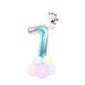 32-inch gradient rainbow number 7 unicorn balloon column set for birthday party décor - Blue Gradient Column-Number 7 (SZLY-05)