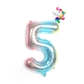 32-inch gradient macaron unicorn number 5 foil balloon for birthday party decorations - Number 5 (Mini Rainbow Unicorn + Blue Gradient)