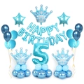 Blue balloon set with crown and number 5 for kids fifth birthday party decoration - Blue Crown Column Number 5 Style