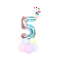 Rainbow gradient number 5 unicorn balloon tower set for children birthday party - Blue Gradient Column-Number 5 (SZLY-05)