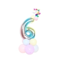 Pastel unicorn number 6 balloon column with rainbow gradient foil for birthday parties - Blue Gradient Column-Number 6 (SZLY-05)