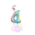 32-inch gradient number 4 balloon column with rainbow unicorn topper for birthday parties - Blue Gradient Column-Number 4 (SZLY-05)