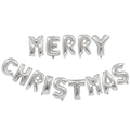 Silver foil balloon set with reflective metallic texture spelling MERRY CHRISTMAS - Silver Christmas Letters