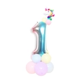 Pastel gradient unicorn number 1 balloon column set for first birthday party decoration - Blue Gradient Column-Number 1 (SZLY-05)