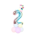 32-inch gradient number 2 balloon stand with unicorn head for birthday party decor - Blue Gradient Column-Number 2 (SZLY-05)