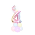 Pastel rainbow number 4 unicorn balloon column set for girl's birthday party decor - Pink Gradient Column-Number 4 (SZLY-05)
