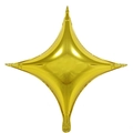 Detail of 10-inch gold four-pointed star foil balloon with metallic mirror finish texture - 10" / Gold
