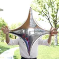 Silver four-pointed star foil balloon with metallic mirror finish for outdoor events - Silver Star