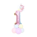 32-inch gradient number 1 balloon column with pink unicorn for girl's birthday party - Pink Gradient Column-Number 1 (SZLY-05)
