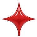 Detail of a 10-inch red four-pointed star foil balloon with metallic reflective finish - 10" / Red