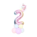 32-inch rainbow gradient number 2 balloon with unicorn topper and macaron base - Pink Gradient Column-Number 2 (SZLY-05)