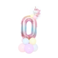 32-inch gradient number 0 balloon set with mini unicorn and macaron pastel base - Pink Gradient Column-Number 0 (SZLY-05)