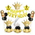 Birthday balloon set with gold crown, number 4, and Happy Birthday letter balloons - Gold Crown Column Number 4 Style