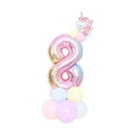 32-inch gradient number 8 foil balloon with unicorn topper for birthday party decor - Pink Gradient Column-Number 8 (SZLY-05)