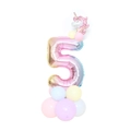 Rainbow gradient number 5 balloon column with unicorn topper for birthday parties - Pink Gradient Column-Number 5 (SZLY-05)