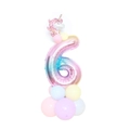 Macaron gradient number 6 balloon with pink unicorn topper for birthday party décor - Pink Gradient Column-Number 6 (SZLY-05)