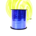 Detail of blue laser ribbon roll with metallic glitter for party balloon decorations - 250 Yards Laser Blue