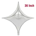 36 inch silver four-point star foil balloon with metallic mirror finish for party decor - Silver