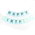 Blue and gold Happy Birthday fishtail bunting banner for party backdrop decoration - Small Fishtail Birthday Banner / Blue