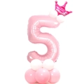 Rosa 32-Zoll Zahl 5 Ballon mit Prinzessinnenkrone für Baby Mädchen Geburtstag Deko - Perlmutt Rosa Nummer 5