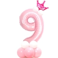 Palloncino numero 9 rosa con corona da principessa per decorazione nono compleanno - Numero 9 Rosa Perlato