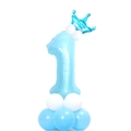 Colonna di palloncini numero 1 azzurro da 32 pollici con corona per primo compleanno - Numero 1 Blu Perlato