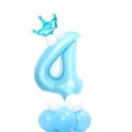 Set palloncino numero 4 azzurro con corona per decorazione compleanno bambino - Numero 4 Blu Perlato