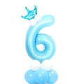 Colonna di palloncini numero 6 blu da 32 pollici con corona per festa di compleanno bimbo - Numero 6 Blu Perlato