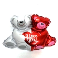 Mini hugging teddy bears foil balloon for wedding and Valentine decor with I Love You text - Mini Heart Hugging Bear