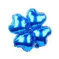 Blauwe 18-inch klaverblad hartvormige folieballon met glanzende metalen afwerking - Blauw Klavertje Vier