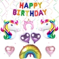 Set di palloncini compleanno unicorno con arcobaleno e palloncini Happy Birthday - Unicorno Arcobaleno Stile Arcobaleno B
