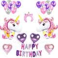 Set decorazioni compleanno unicorno con palloncini in alluminio, lattice e cerchietto - Unicorno Rosa Stile Viola Sognante
