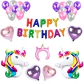 Set palloncini compleanno unicorno con scritte arcobaleno e decorazioni a cuore - Unicorno Arcobaleno Stile Arcobaleno A