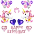 Dettaglio del set festa unicorno con palloncini in foil, cerchietto e palloncini in lattice - Unicorno Rosa Stile Rosa Perlato B
