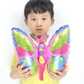 Large pink butterfly foil balloon with colorful floral patterns for kids birthday decor - Mini Pink Butterfly
