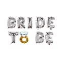 Silver Bride To Be foil balloons set with a diamond ring balloon for wedding decorations - Silver Diamond Ring Style (16 Inch Silver Diamond Ring BRIDE TO BE)