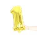 Handheld size 1 golden numeric foil balloon with metallic gloss for birthday parties - 16" / Shiny Gold Number 1