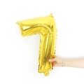 Golden foil balloon in the shape of number seven for birthday party decoration - 16" / Shiny Gold Number 7